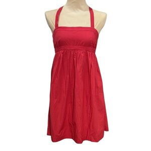 J.Crew Pink Halter Sundress Size 4 Cotton Fit & Flare Summer Dress Pockets